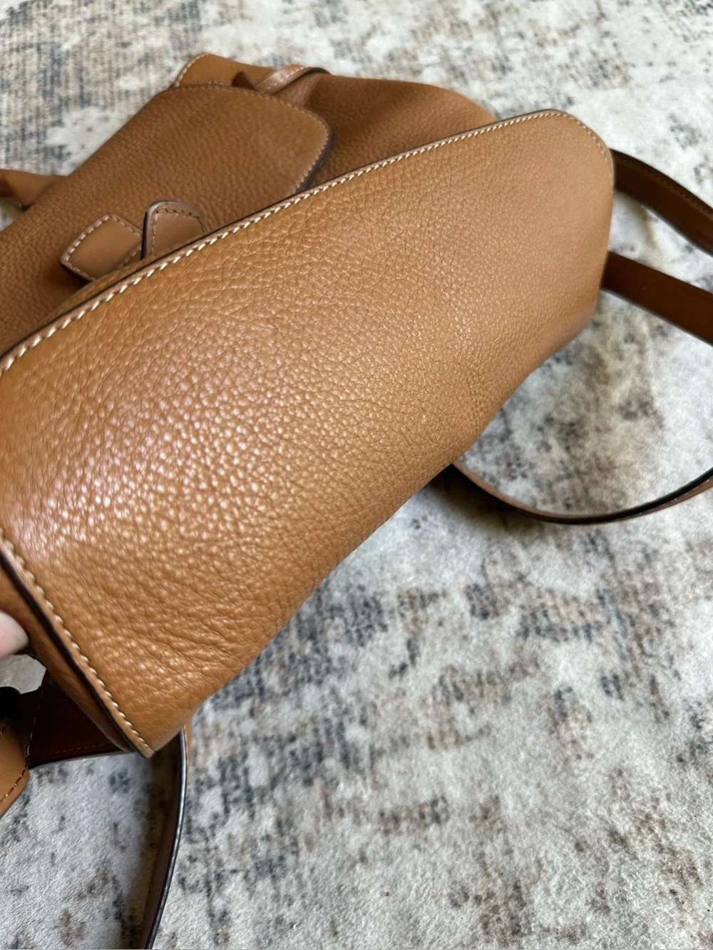 Michael Kors Romy Backpack Acorn Brown Pebbled‎ Leather Medium Drawstring Bag